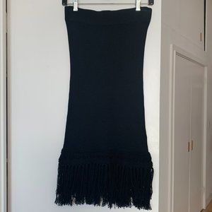 NWT Club Monaco Black Maxi Fringe Skirt